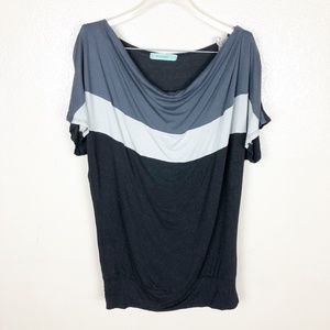 Pleione Slouch Black Grey and White Top